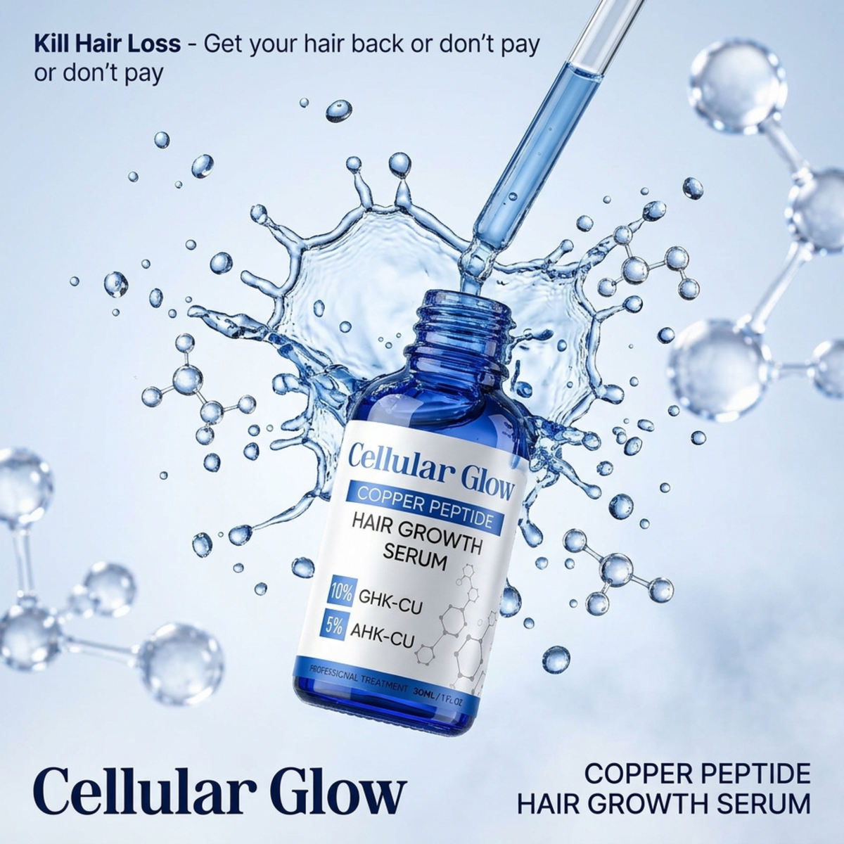 Cellular Glow Hair Serum – 10% GHK-Cu + 5% AHK-Cu Peptides