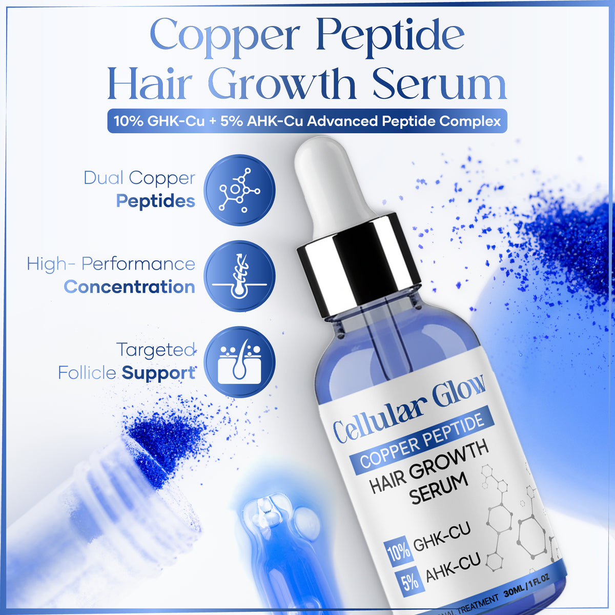 Cellular Glow Hair Serum – 10% GHK-Cu + 5% AHK-Cu Peptides
